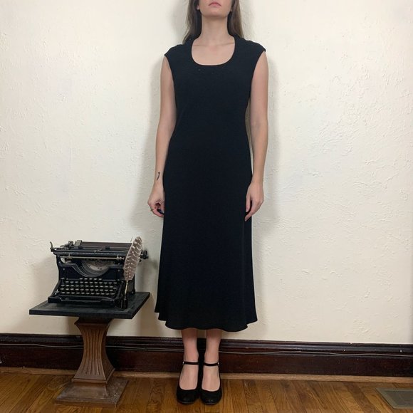 Jones Wear Dress vintage 90s black formal cocktail dress beaded neckline size 10 - Picture 2 of 7